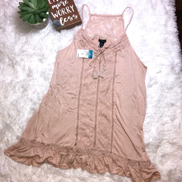 Rue21 Tops - Nude Lace Tunic Tank